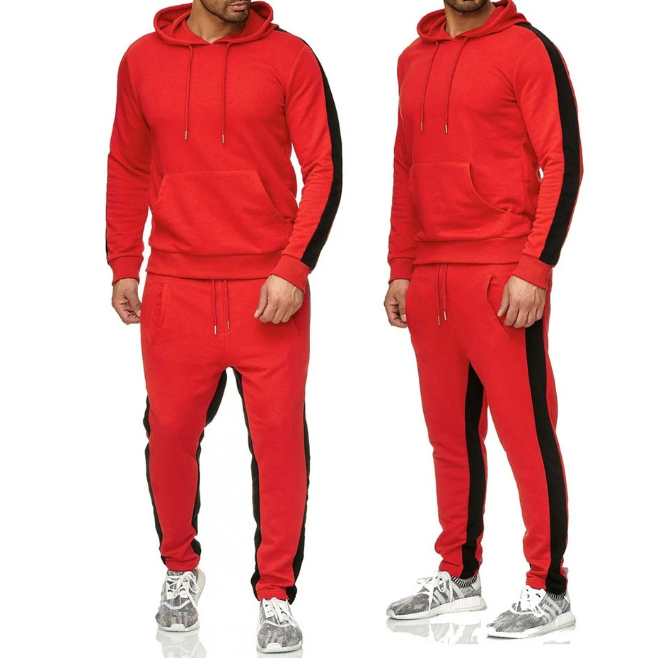 

Autumn and winter men's new sports and leisure sweater men's leisure sports fitness hooded solid color sweater suit trend