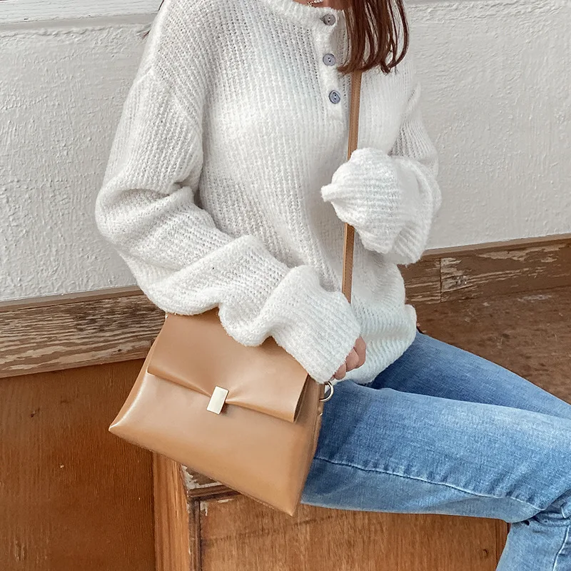 

Elegant Luxury Handbag Female PU Leather Shoulder Bag Large Capacity Metal Buckle Crossbody Bag Lady Brands Tote Bags Bolso
