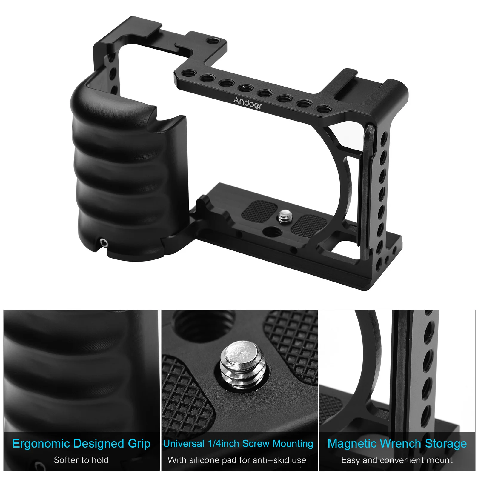 Держатель для камеры Volg с ручкой крепление холодного башмака 1/4 3/8 Сменные