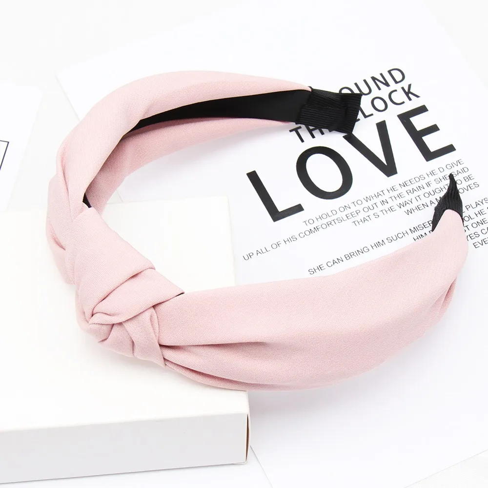 

Fashion Solid Color Knot Headbands for Women Simple Fabric Girls Hairband Women Hair Accessories Wide Side Hair Band Accessory
