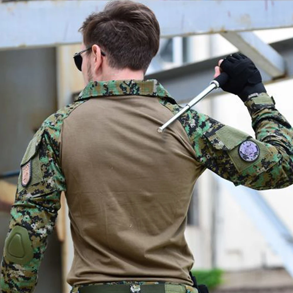 Для мужчин армейская тактическая футболка SWAT Солдат военный камуфляжные рубашки