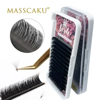 masscaku sell 0 05 0 07 thickness easy fan lash private label korean pbt fiber cd curl individual eyelash extension wholesale