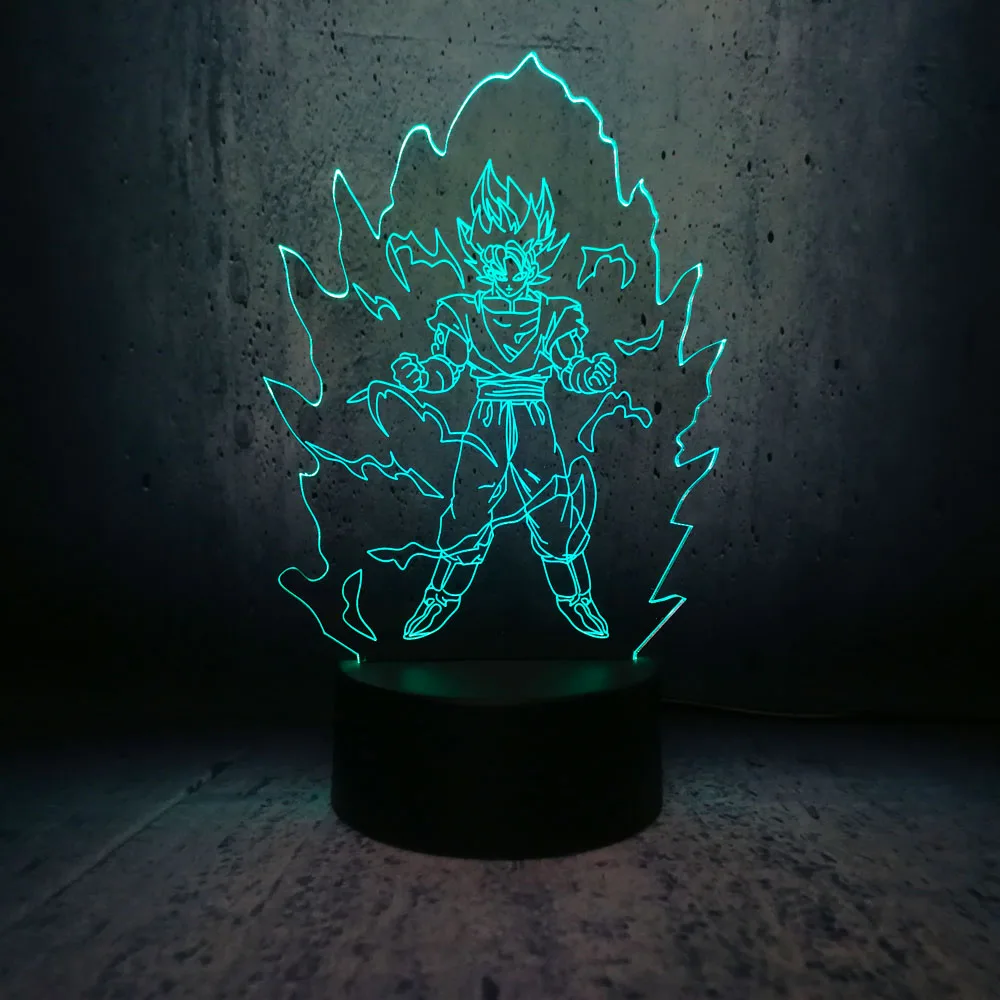 Kakarotto Super Son Goku Dragon Ball 3D настольная лампа Luminaria светодиодный ночник креативный