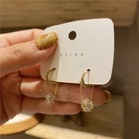 korea new design fashion jewelry copper inlaid zircon ball pendant earrings elegant womens daily work accessories