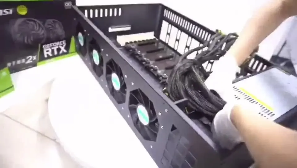 

70mm spacing 8gpu ethereum mining rig with power supply 8 gpu mining case bitcoin Mining Machine miner GPU 3070 3080 support