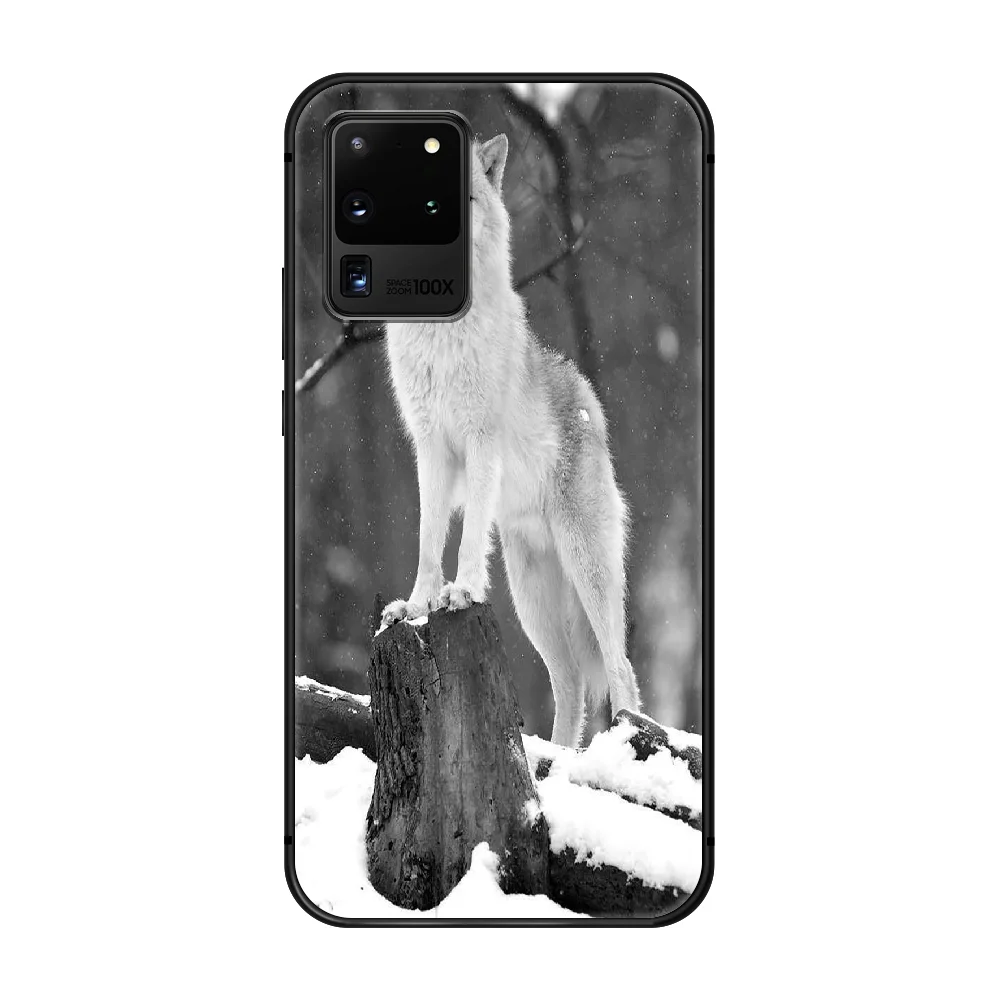 

The Howling Wolf Phone Case cover hull For SamSung Galaxy S 6 7 8 9 10 20 Plus Edge E 5G Lite Ultra black shell fashion