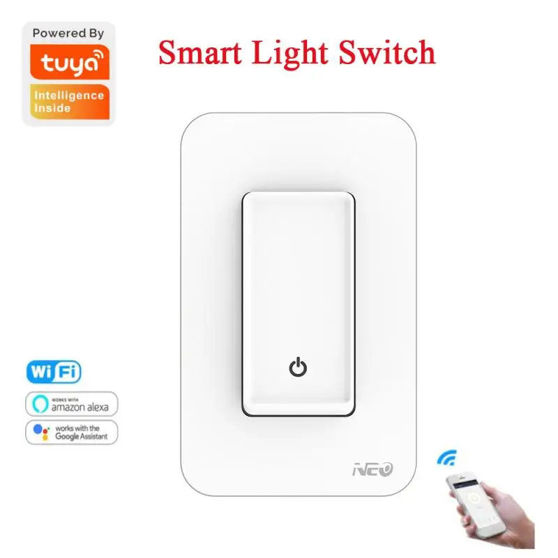 

Tuya US Neutral Smart Switch WIFI Light Switch Single Fire Smart Life/Tuya App Control Voice Control Work With Alexa Google Home