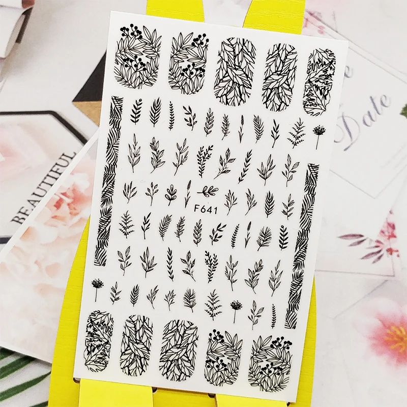 3D наклейки для ногтей в виде кленового листа трава конструкции нейл-арта