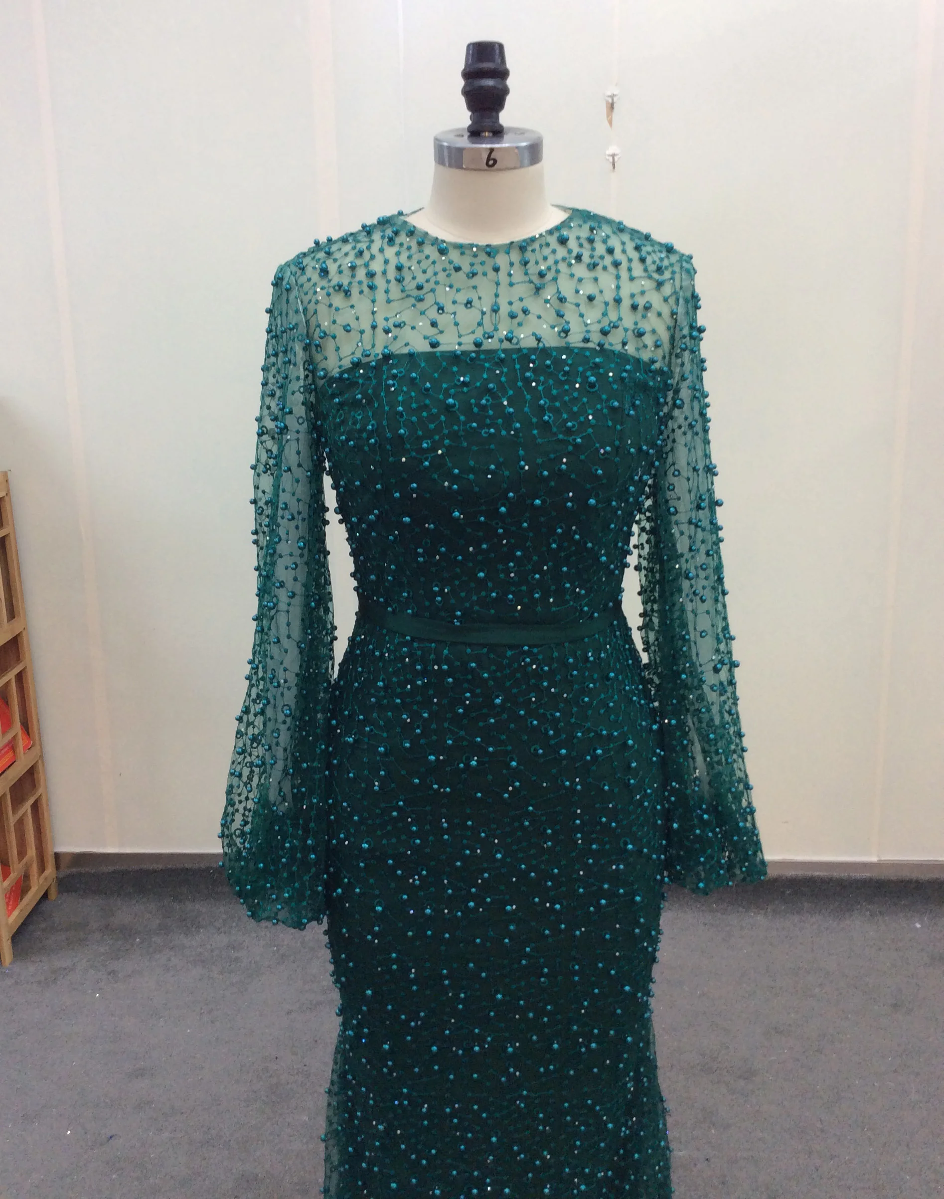 Длинные вечерние платья кружевное платье-Русалка с длинным рукавом и