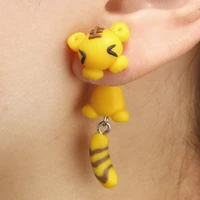 limario handmade cartoon 3d polymer clay animal earrings cute tiger stud earring ear stud for women jewelry