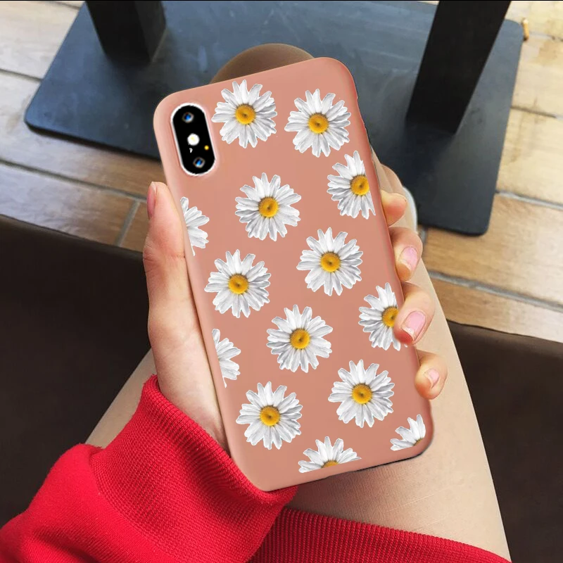 daisy soft silicone case for iphone x xr xs 11 pro max 7 8 6 6s plus 9 se2020 lovely cartoon floral solid color matte back cover free global shipping