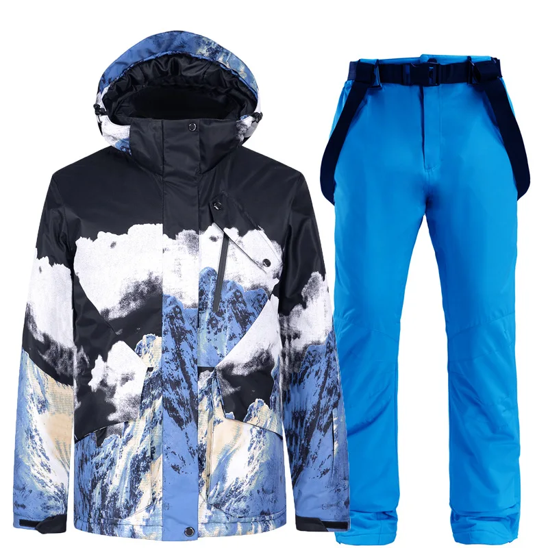 

Новинка 2021, мужской и женский лыжный костюм, зимняя теплая ветрозащитная Водонепроницаемая лыжная куртка, лыжные штаны, женские и мужские л...