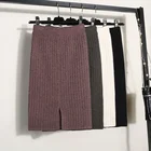 Женская трикотажная юбка-свитер, универсальная облегающая юбка с высокой талией и разрезом, модель Y726 в Корейском стиле на осень и зиму, 2022