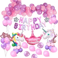unicorn balloon birthday party decoration pink purple balloon garland arch kit for kids girl baby shower reusable party supplies