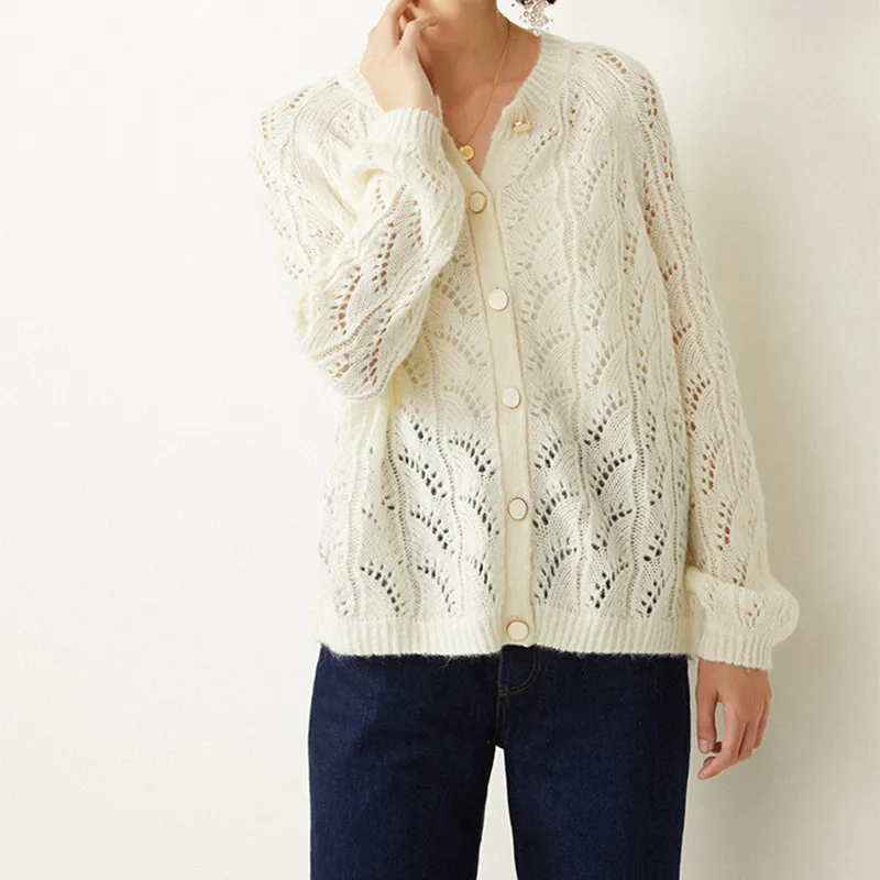 

Mohair Woolen Women Knitted Cardihan Sweater 2020 Early Autumn Designer Luxury Woman Clothing Vintage