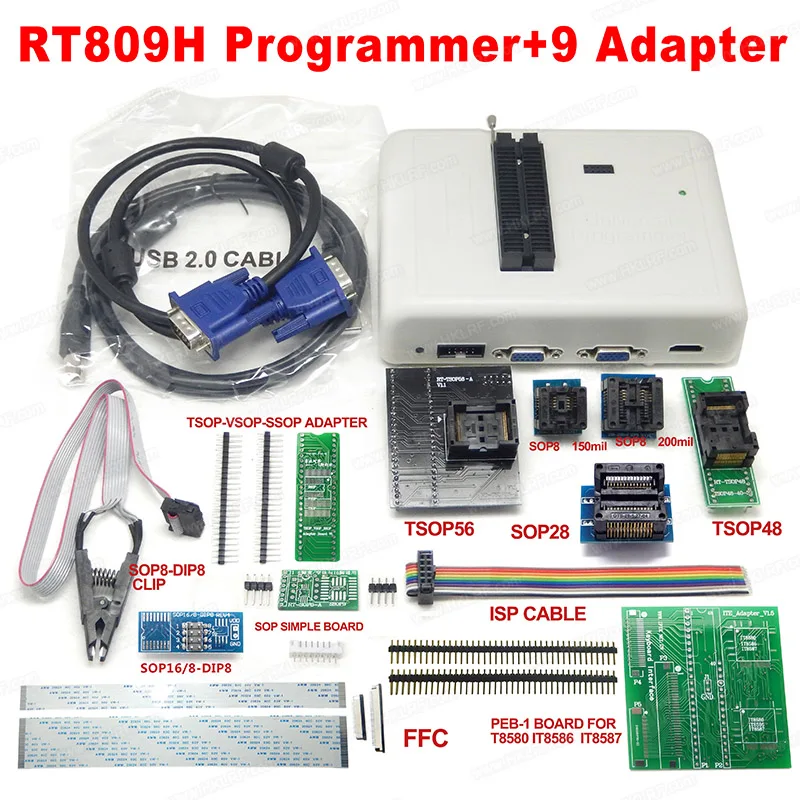 Программатор RT809H NAND EMMC с 9 адаптерами лучшие инструменты для ремонта