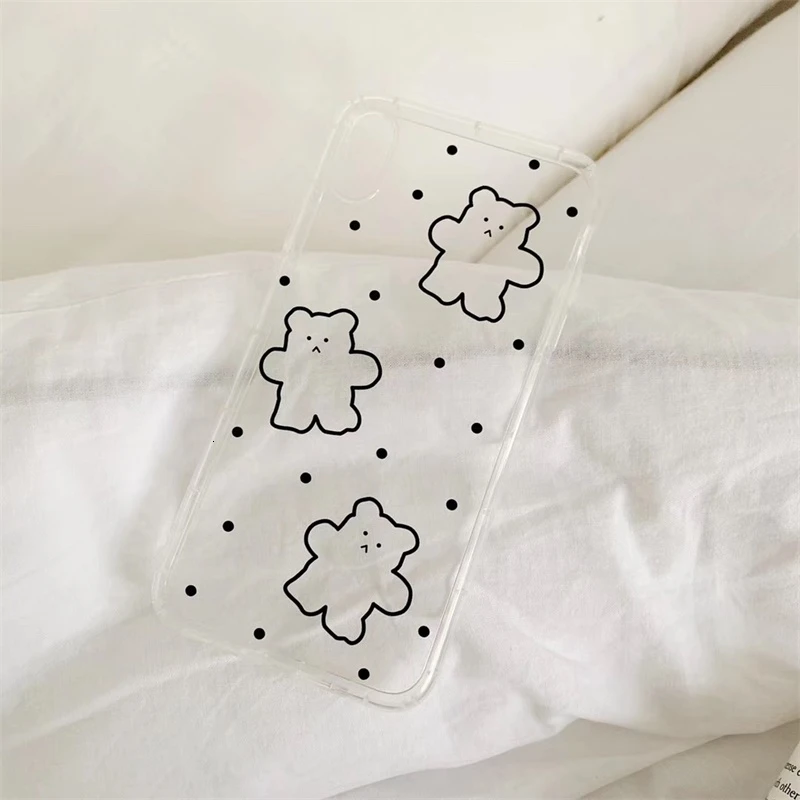 Cute wave point Super Fire Candy Color Bear phone case For iphone 11 Pro XS MAX XR 6s 7 8 Plus Simple Clear TPU Back Cover | Мобильные