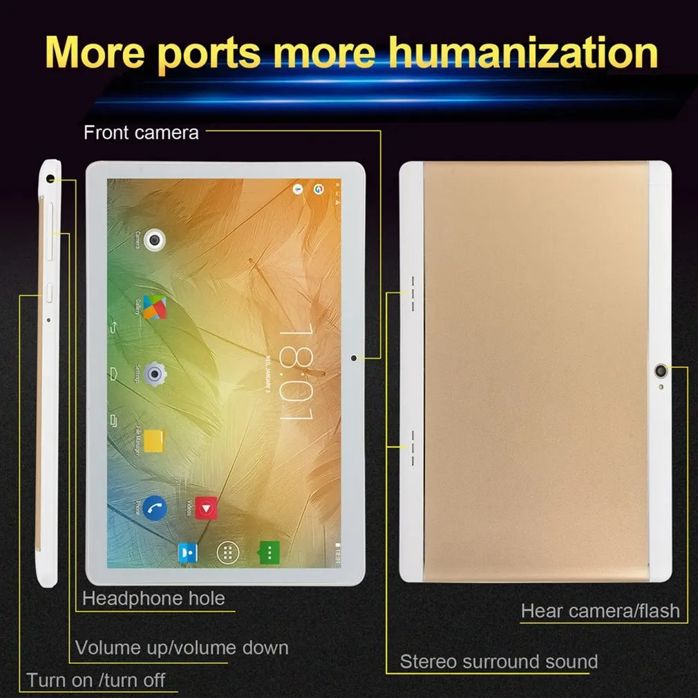 

10,1 IPS Android 8,0 8 + 128 Dual SIM 3G GPS FM