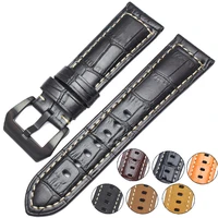 genuine leather watchbands men high quality thick watch band strap 22mm 24mm brown black wristwatches belt buckle for panerai
