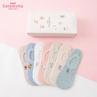 7pairs caramella bright soft cotton women ankle socks fashion cute cartoon embroidery socks high quality spring summer socks