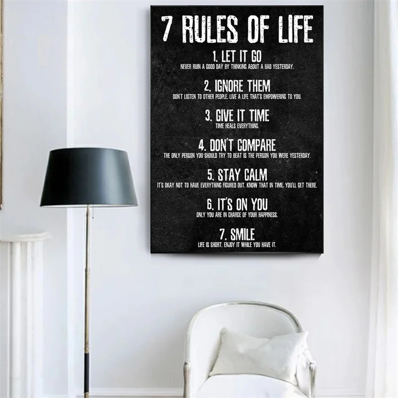 

Motivation Quote7 Rules Of Life Watch Your Thoughts Art Canvas Print Painting Wall Picture Office Home Decoration Poster