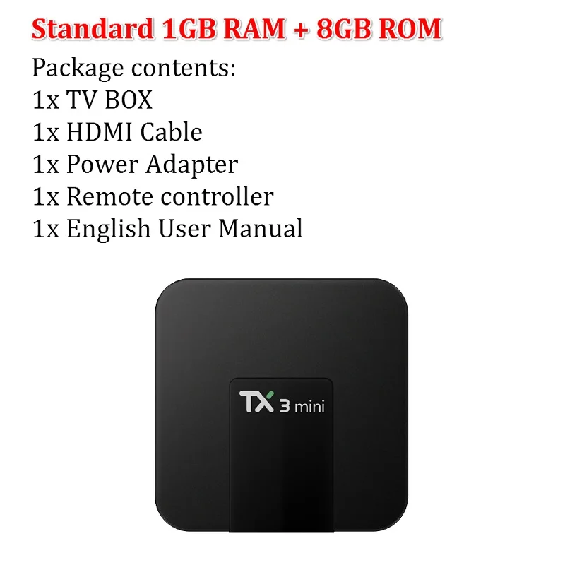 Only 1GB 8GB ТВ приставка TX3 мини Android ТВ приставка IP tv Android 7,1 OS 1 ГБ/8 ГБ 2 ГБ/16 ГБ Amlogic S905W четырехъядерный Смарт ТВ приставка 2,4G WiFi медиаплеер - Цвет: Only 1GB 8GB