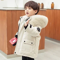 winter kids children clothing boys long duck down jacket real raccoon fur coat snowsuit outerwear overcoat baby girl clothes