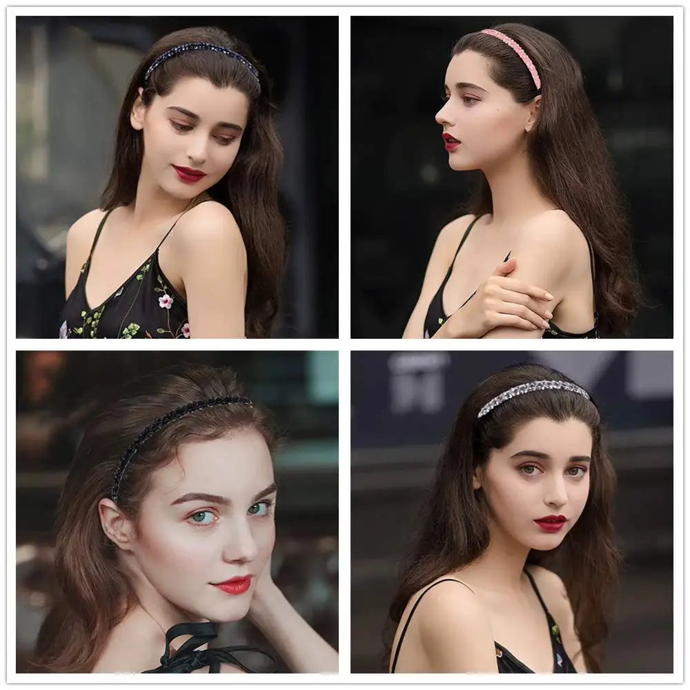 5pcs Braided Headbands Rhinestone Headband Women Beads Bezel Hair hoop Korea Hairband Girls Bride Wedding Accessories |
