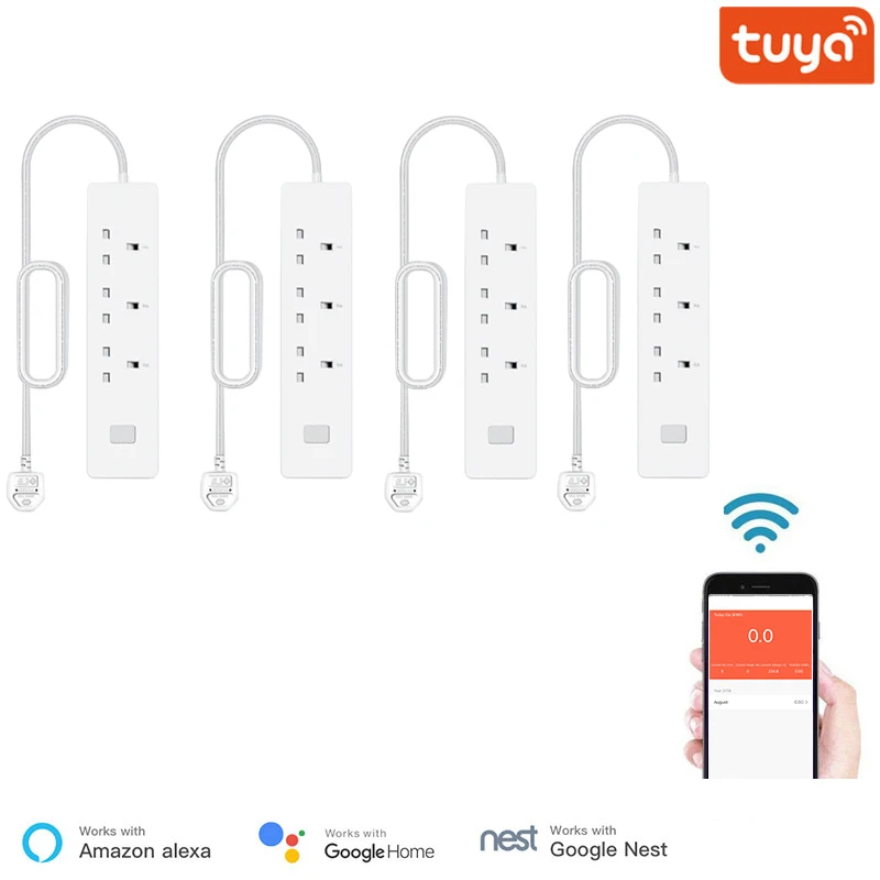 

New WiFi Smart Power Strip Surge Protector With 3 Smart Plugs 2 USB Ports Extension Cord, Work With Alexa & Google Assistant