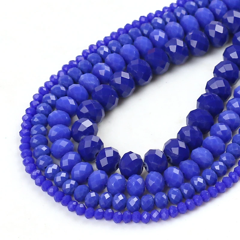 Граненый темно Голубые Стеклянные Прозрачные камушки бусинки Rondelle бусины