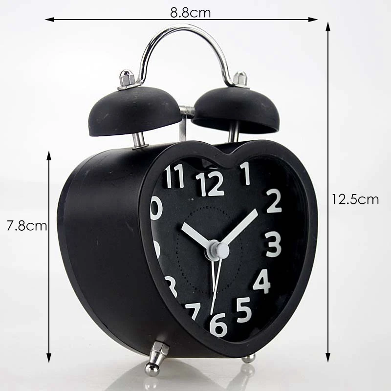 

Double Alarm Clock Digital Display Classic Heart-Shaped Desktop Quartz Clocks Lazy Person Gift for Bedroom Bedside
