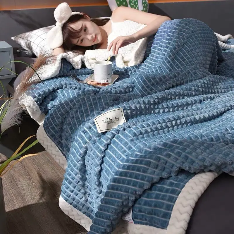 Двухслойное плотное теплое Флисовое одеяло кораллового цвета весенне-осеннее