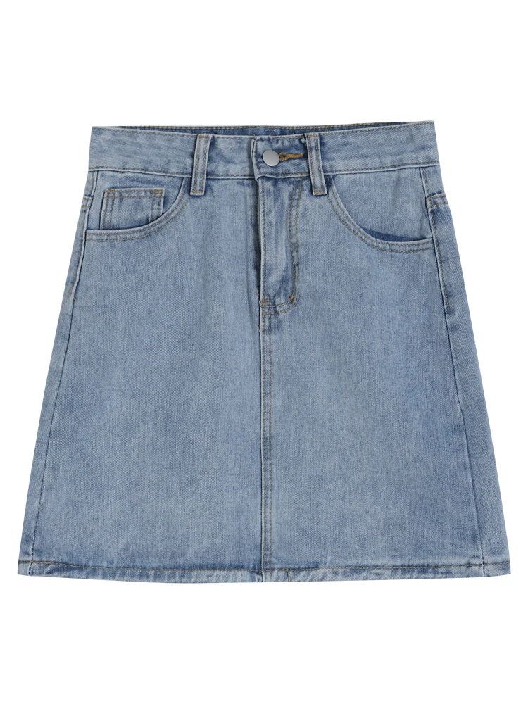 

Denim skirt women's spring and summer 2021 new ins style versatile high waist A-line skirt shows thin cover Hip Bag hip skirt