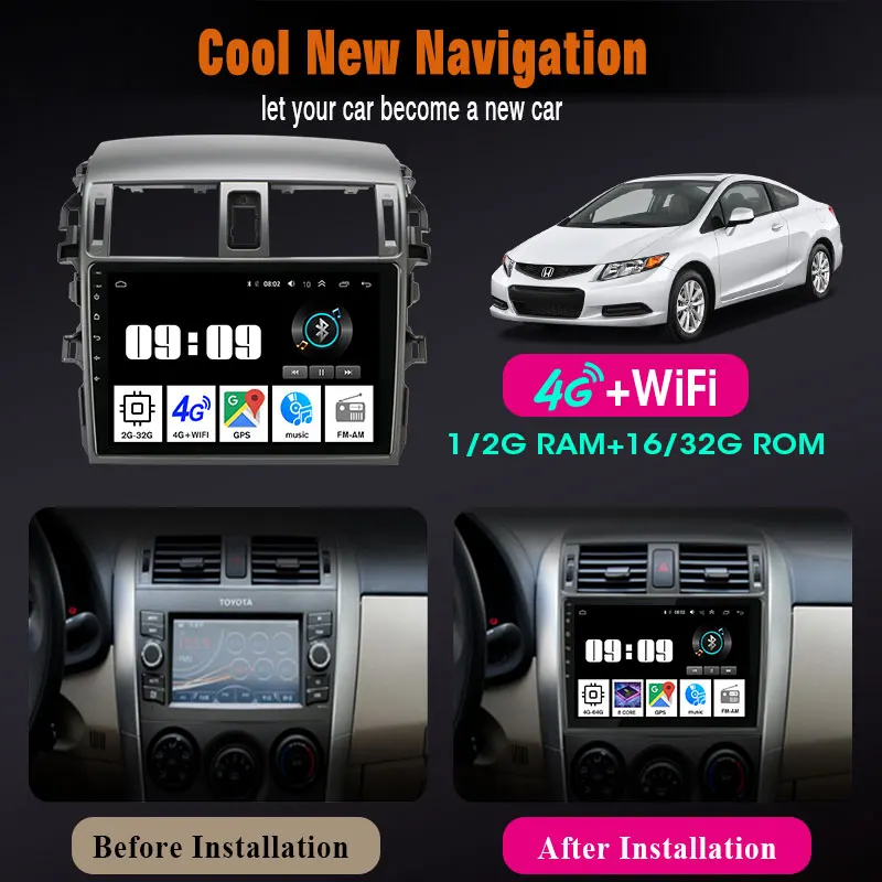 Автомагнитола 2 din на Android 9 0 с GPS навигацией мультимедийный видеоплеер для Toyota Corolla