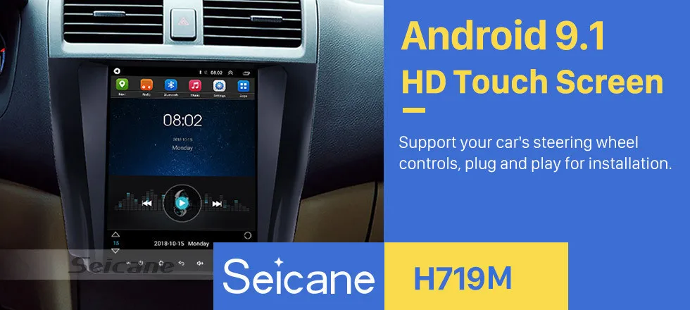 Автомобильный мультимедийный плеер Seicane для 2003-2007 Honda Accord 7 Android 9,1 HD 1024*768 сенсорный экран Bluetooth Wifi gps навигация