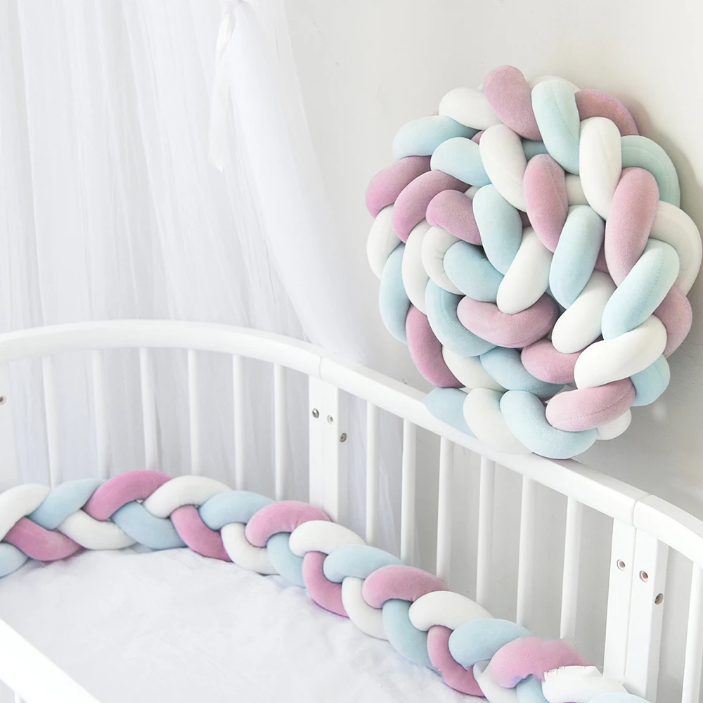 

Nordic Knot Newborn Bumper Knot Long Knotted Braid Pillow Baby Bed Fence Woven Plush Crib Cushion Bed Fence
