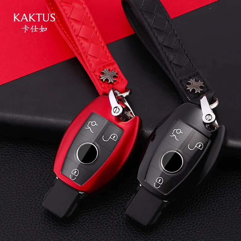 

Black Red Car Key Case Key Purse Protection for Mercedes Benz C-class C200 / Gla220 / Glc260l / Gla Car Accessories Key Shell