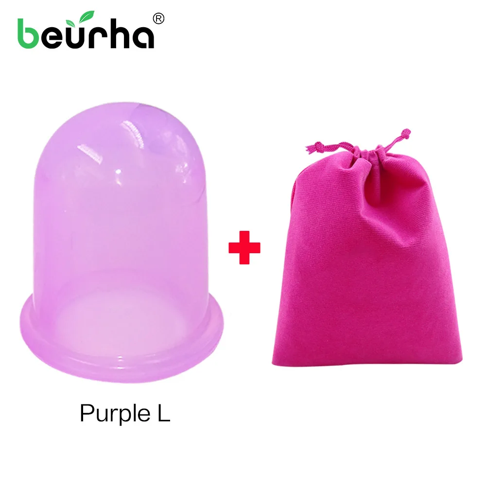 1 piece Purple L 1 шт. S/M/L/XL силиконовые вакуумные чашки для расслабления шеи спины медицинский массажер банки для антицеллюлитного здоровья с мешком - Цвет: 1 piece Purple L