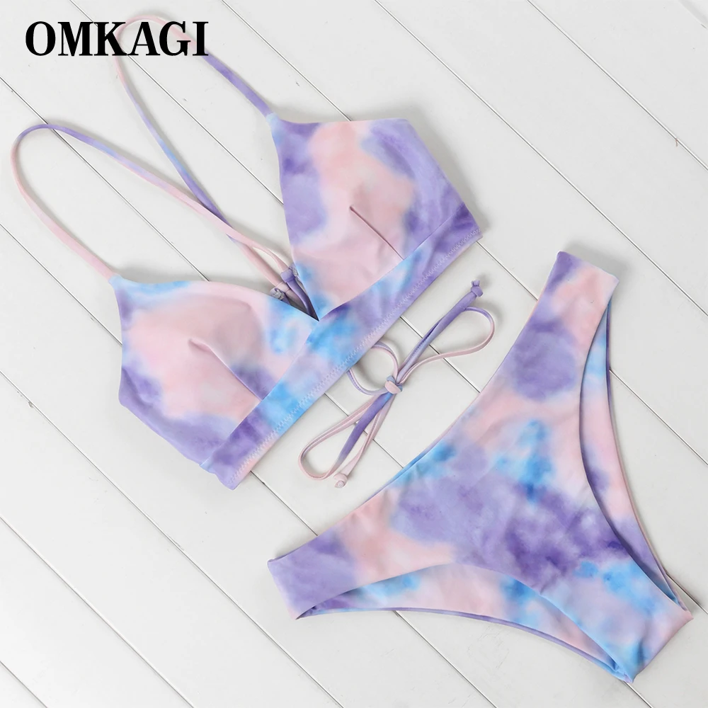 Купальник OMKAGI женский леопардовый пикантный микро бикини с чашками пуш-ап