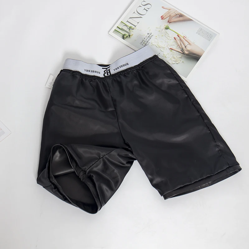 Elastic waist casual shorts women Biker plus size black real leather high female 2019 fashion quality | Женская одежда