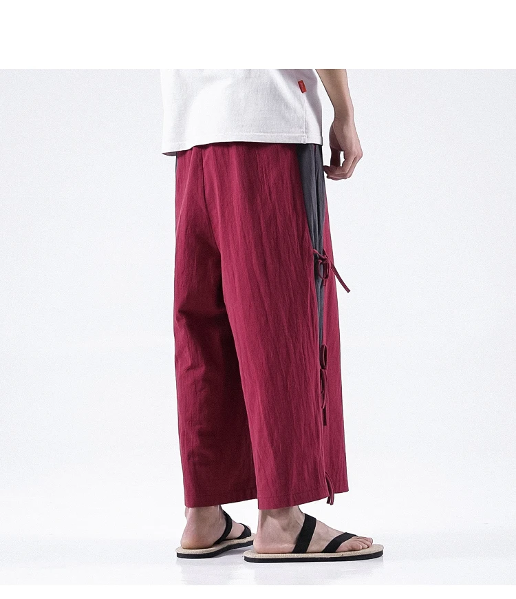 Sinicism Store мужские новые хлопковые льняные повседневные брюки мужские винтажные широкие брюки мужские осенние большие брюки на пуговицах длинные брюки