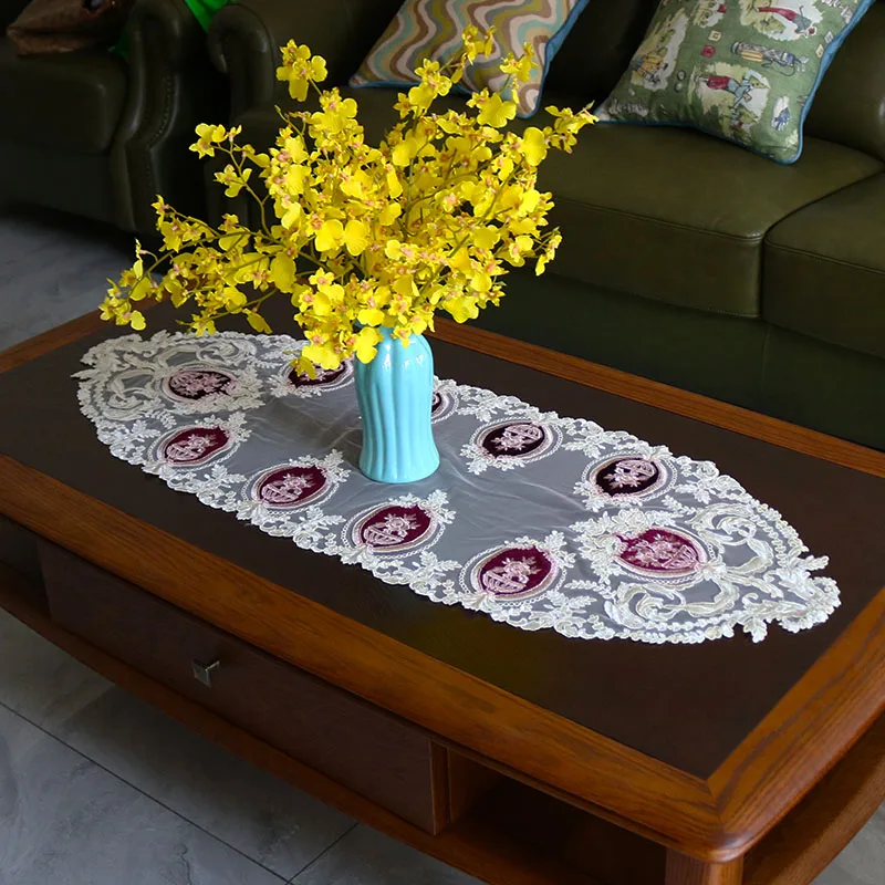 Современная атласная красная скатерть для стола с вышивкой в виде флага