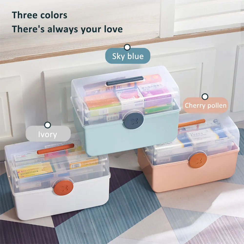 

First Aid Storage Box 3 Colors Dormitory Medicine Box Medicine Chest PP Useful Large Capacity Sundries Organizer Drug 3 Size