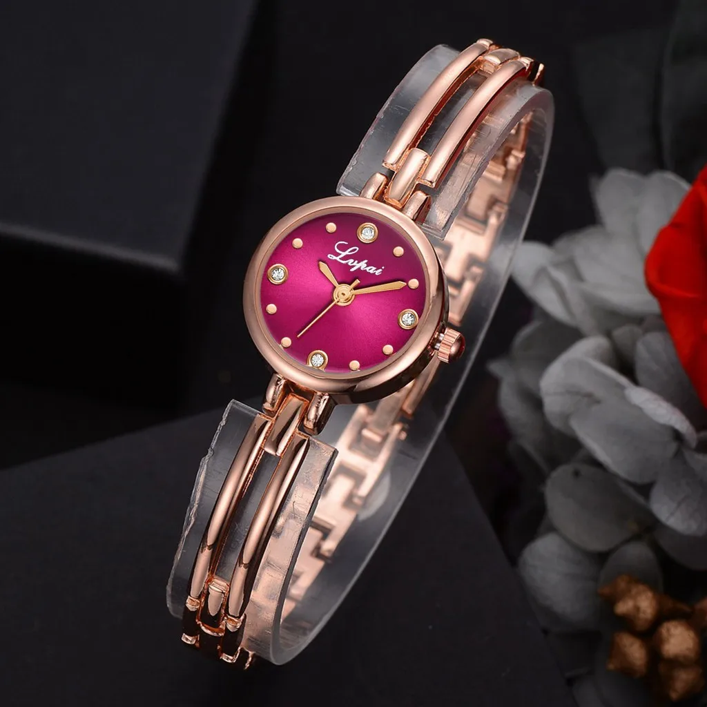 Часы женские кварцевые из нержавеющей стали под розовое золото Роскошные тонкие