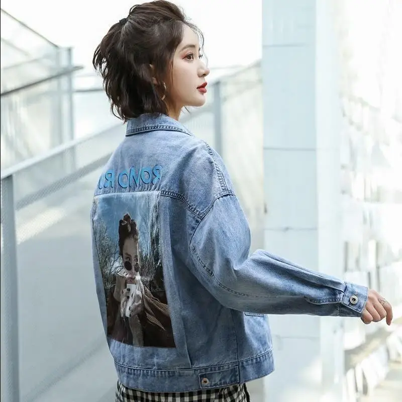 Женская джинсовая куртка ZQLZ винтажная свободная короткая в стиле Харадзюку с