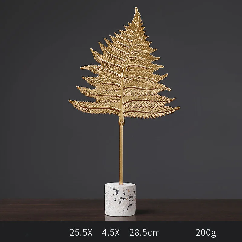 Роскошные креативные золотые фигурки листьев настольные украшения современные