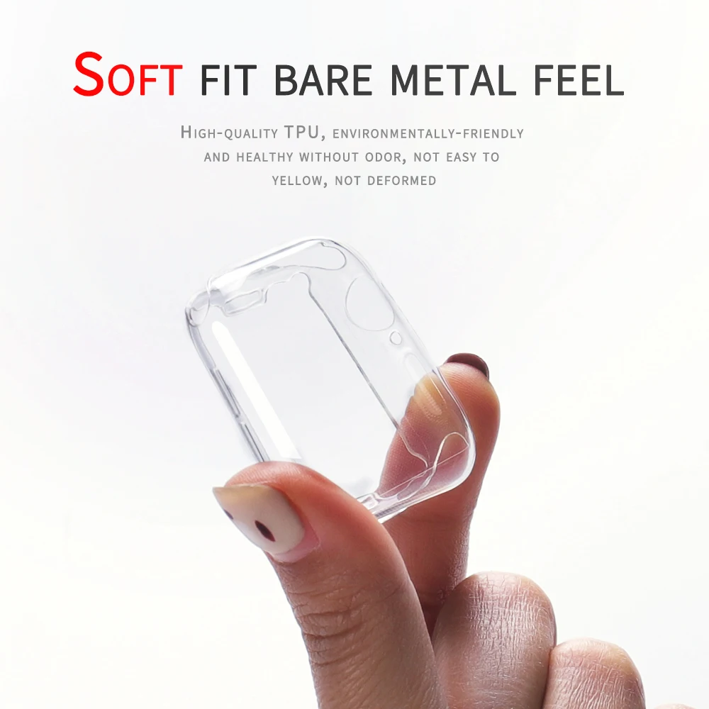 Case for Apple Watch 38mm 42mm 40mm 44mm Soft TPU All-Around Clear Screen Protector Cover Protective Case Series76543 se 41/45mm