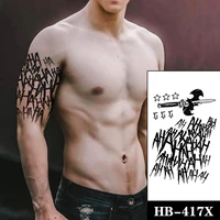 black english alphabet knife bat tattoos stickers fake waterproof stars totem tattoo temporary body art arm tatoos for women men