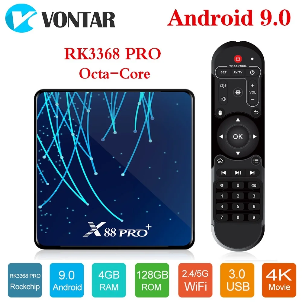 Восьмиядерный Android 9,0 ТВ приставка X88 PRO Plus 4 Гб 128 Гб Rockchip RK3368PRO 1080p 4K 60 кадров в секунду Google голосовой помощник Netflix 64 ГБ 32 ГБ