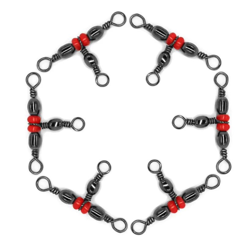 

New 20Pcs 3 Way Brass Fishing Rolling Barrel Swivel Bearing Connector Solid Ring New